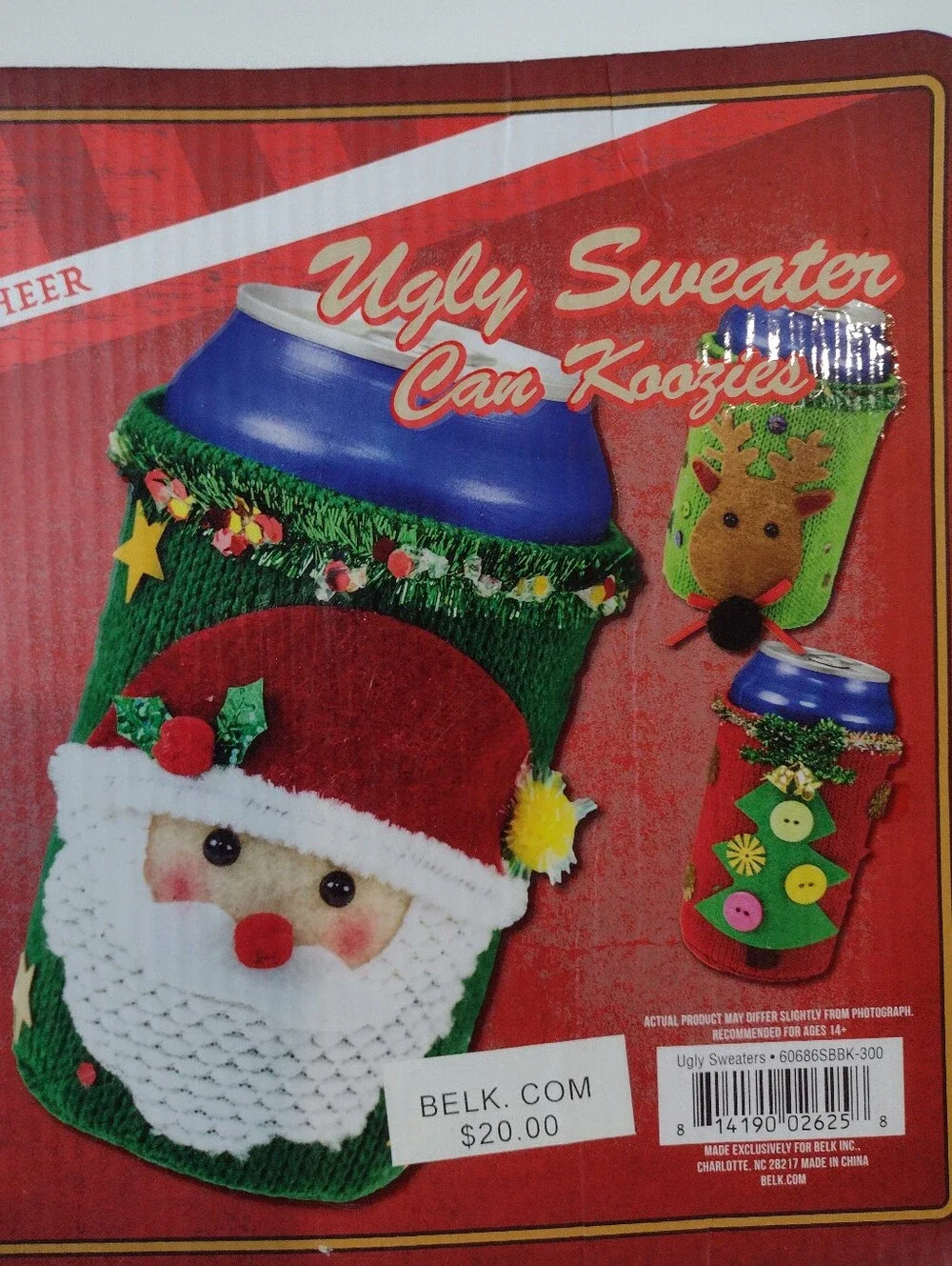 Game Time Red Green Blue Ugly Sweater Can Covers Holiday Set